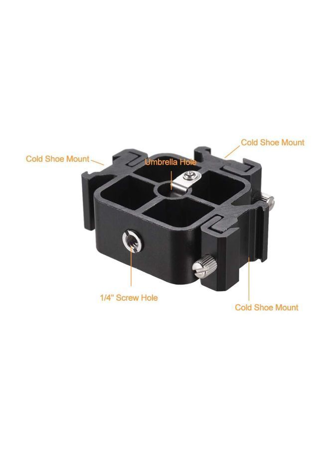 NIBEMINENT Triple Mount Flash Speedlite Bracket Photography Umbrella Holder With Phone Holders Black  - Image 5