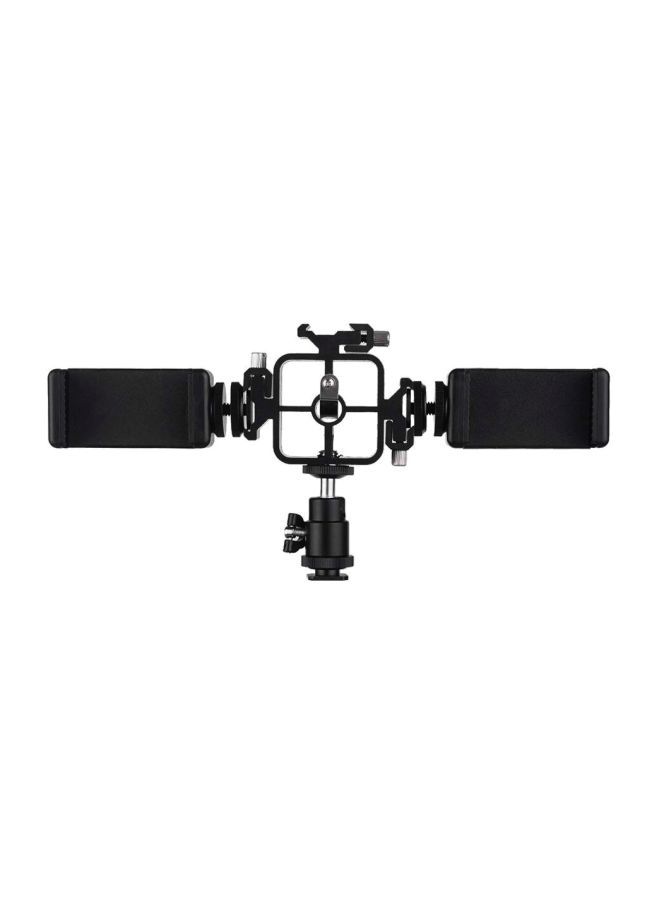NIBEMINENT Triple Mount Flash Speedlite Bracket Photography Umbrella Holder With Phone Holders Black  - Image 1