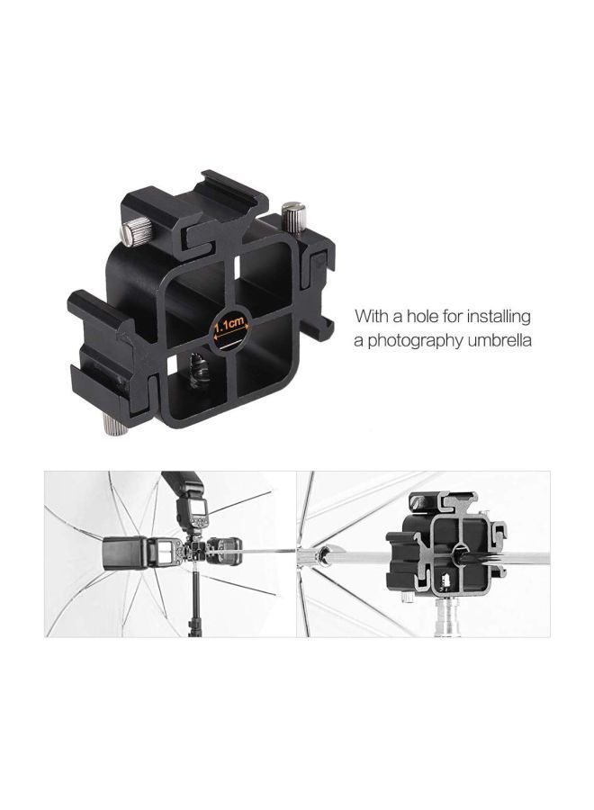 NIBEMINENT Triple Mount Flash Speedlite Bracket Photography Umbrella Holder With Phone Holders Black  - Image 4