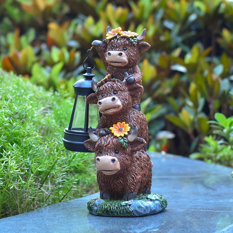 Cute Cow Pendant Light Resin Solar Outdoor Light Animal Statue for Garden Path Decor - Image 5