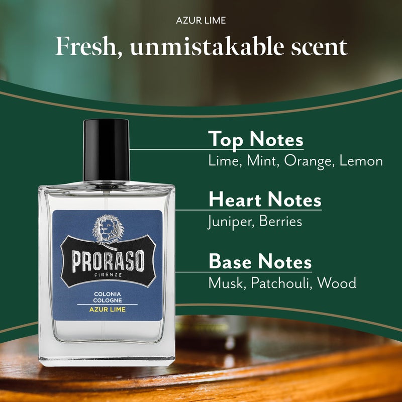 Proraso Eau De Cologne, Azur Lime, 3.4 Fl Oz - Image 2