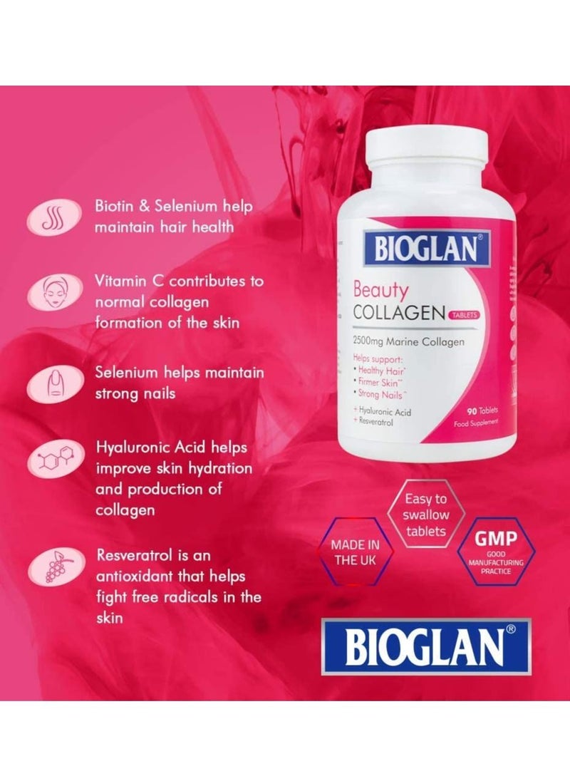 BIOGLAN أقراص بيوتي كولاجين 2500 ملجم كولاجين بحري متحلل 90 قرصًا  - Image 3