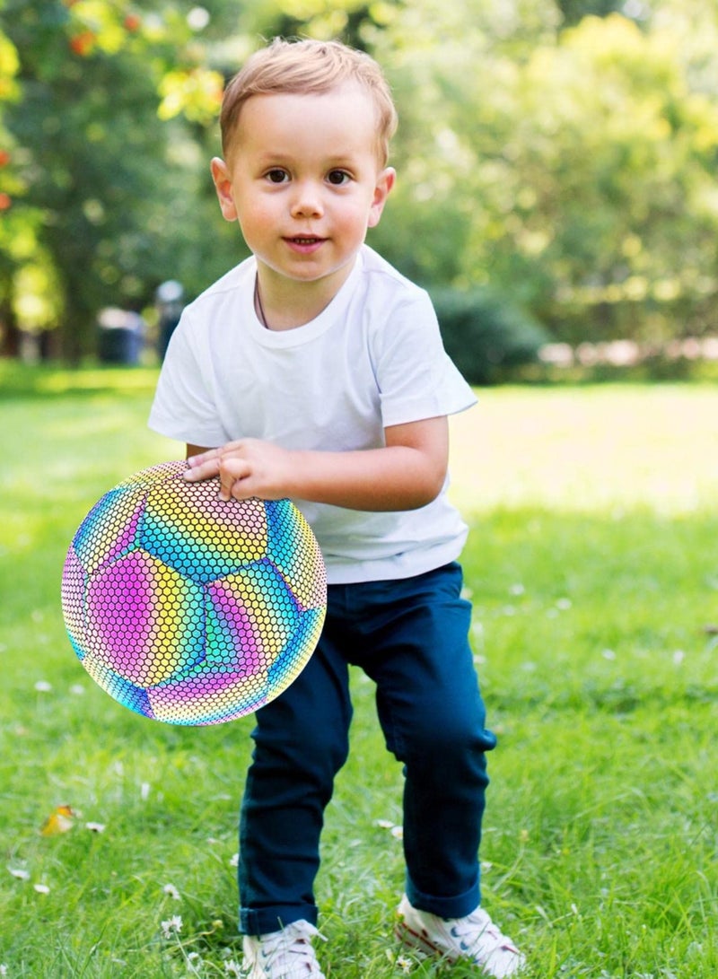 Generic Reflective Soccer Ball, Holographic Light-Emitting Soccer Ball Flashing Reflective Dark Toys Football for Night Games and Training Glowing Ball Lightweight Toy Gift for Boys, Children, and Men - Image 2
