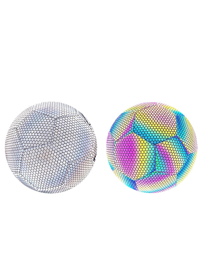Generic Reflective Soccer Ball, Holographic Light-Emitting Soccer Ball Flashing Reflective Dark Toys Football for Night Games and Training Glowing Ball Lightweight Toy Gift for Boys, Children, and Men - Image 4
