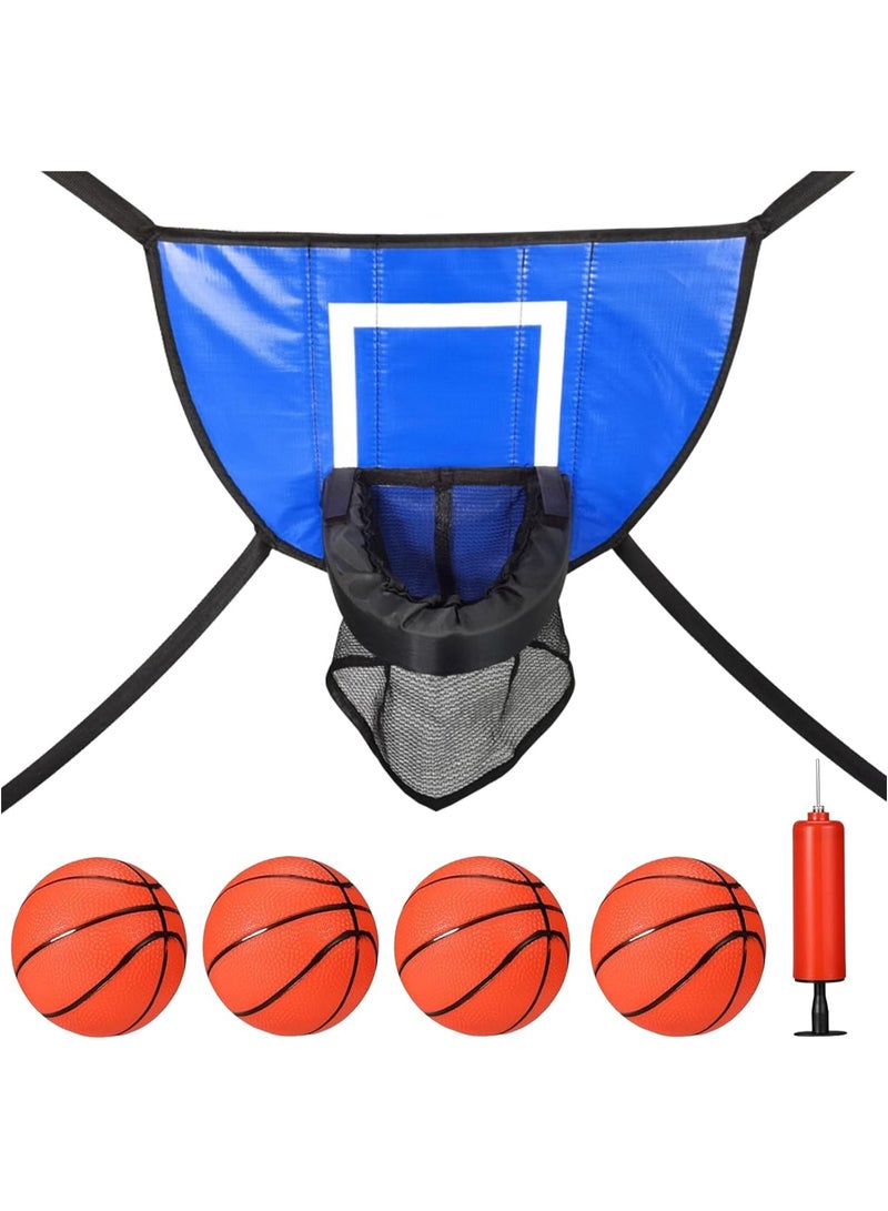Basketball Hoop Set for Trampoline Basketball Hoop Trampoline Accessories 49x36cm Mini Basketball Hoop Waterproof with 4 Balls and 1 Pump  - Image 1