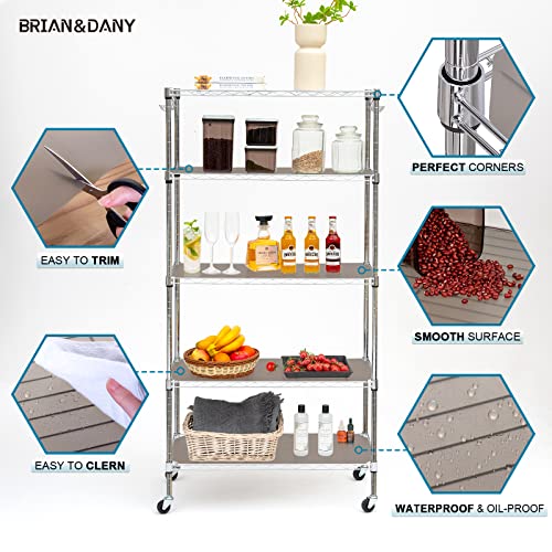 BRIAN & DANY Wire Shelf Liner 14" X 36", Heavy Duty Shelf Liners for Wire Shelving, Waterproof Protector Mats, Set of 5, Charcoal - Image 5