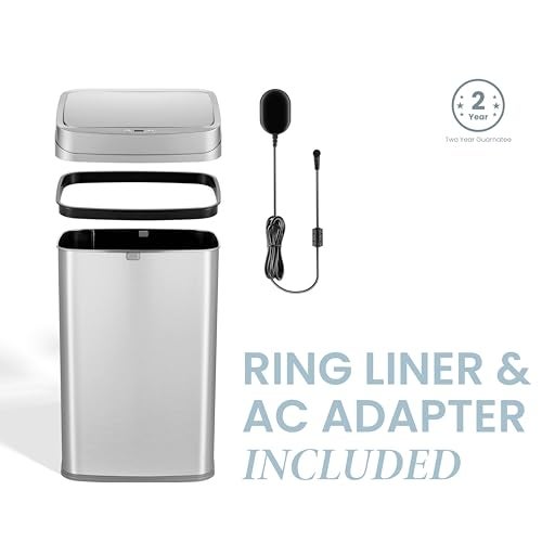 Ninestars Nova Series 13 Gallon Odor Elimating Automatic Kitchen Trash Can Automatic Odor Control Motion Sensor Garbage Bin, 50 Liter Smart Opening Stainless Steel, Silver - Image 5