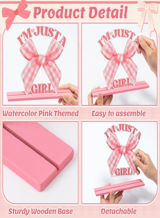 Haooryx Table Centerpieces Party Decorations - 4Pcs Coquette Watercolor Pink Bow Cherry Aesthetic Wood Letter Table Topper Sign Decor Birthday Baby Shower Party Favor Supplies Decorations Photo Props - Image 3
