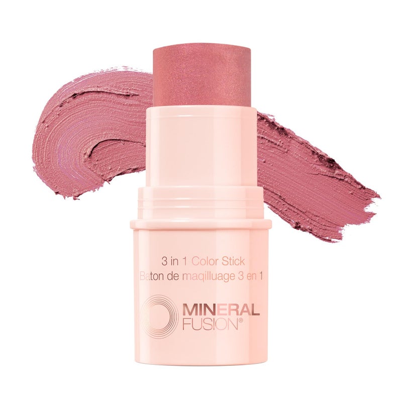 Mineral Fusion 3-in-1 Color Stick - Hydrating Cream Blush Tint for Cheek, Lip and Eye - Natural Multi Use Makeup (Rosette) - Image 1