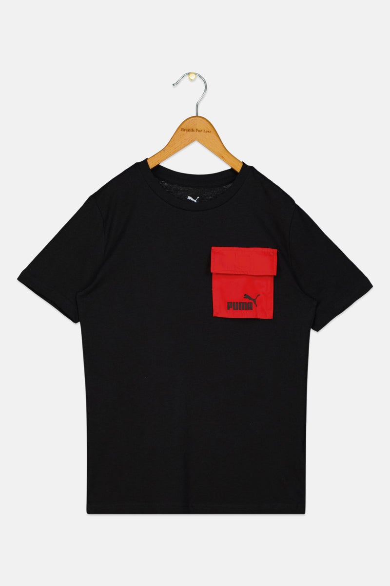 PUMA Kids Boy Brand Logo Short Sleeve Outdoor T-Shirt, Black - Image 2