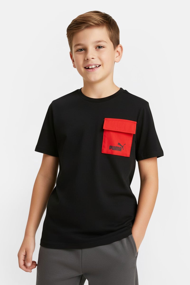 PUMA Kids Boy Brand Logo Short Sleeve Outdoor T-Shirt, Black - Image 1