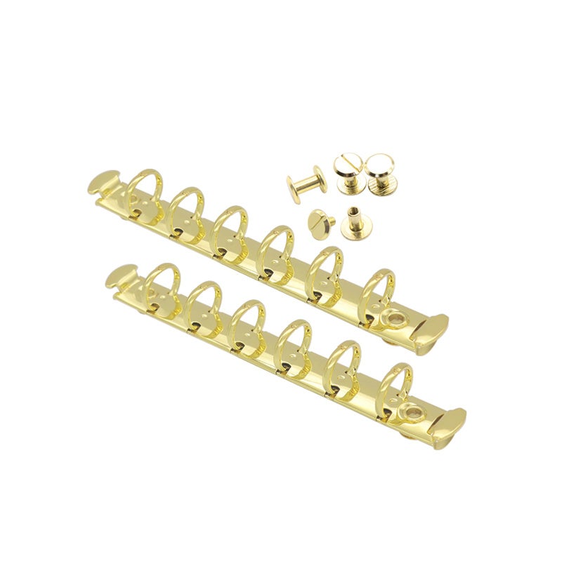 Mogoostry 2PCS 6-Ring Binder Mechanism A7 Notebook Mechanism Replacement Kit Gold Color Metal Clip Round Ring Binding Spines Combs Set for Planner Organizer - Image 1