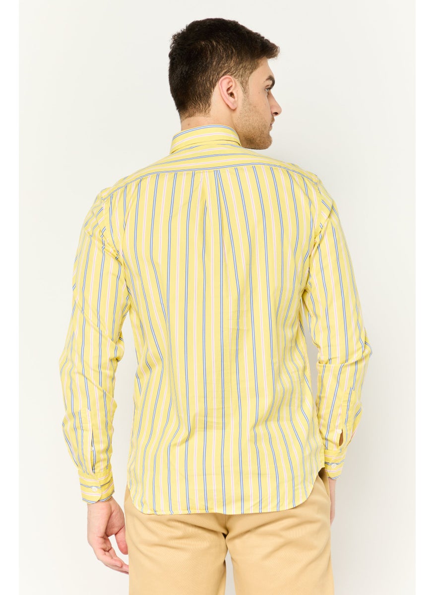 Harmont & Blaine - Men Regular Fit Stripe Long Sleeves Casual Shirt, Yellow - Image 1