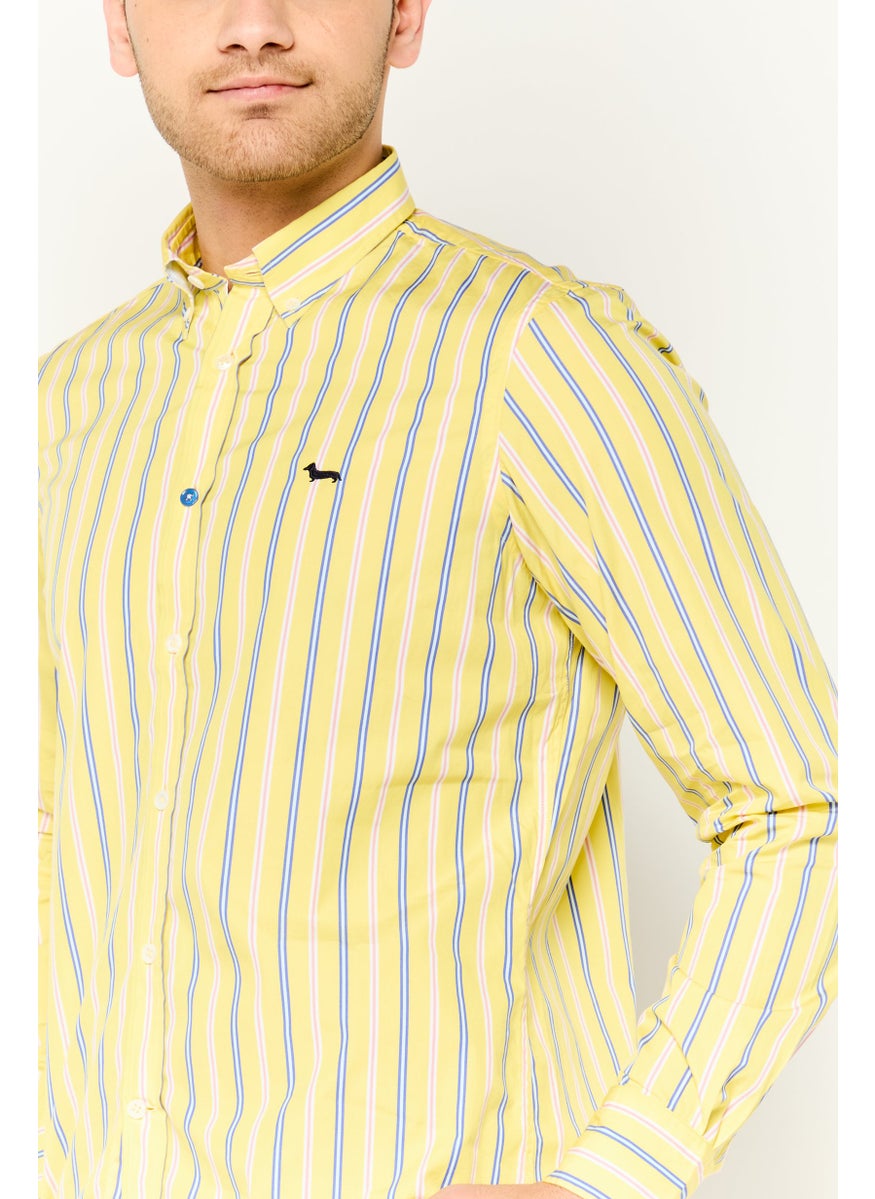 Harmont & Blaine - Men Regular Fit Stripe Long Sleeves Casual Shirt, Yellow - Image 1