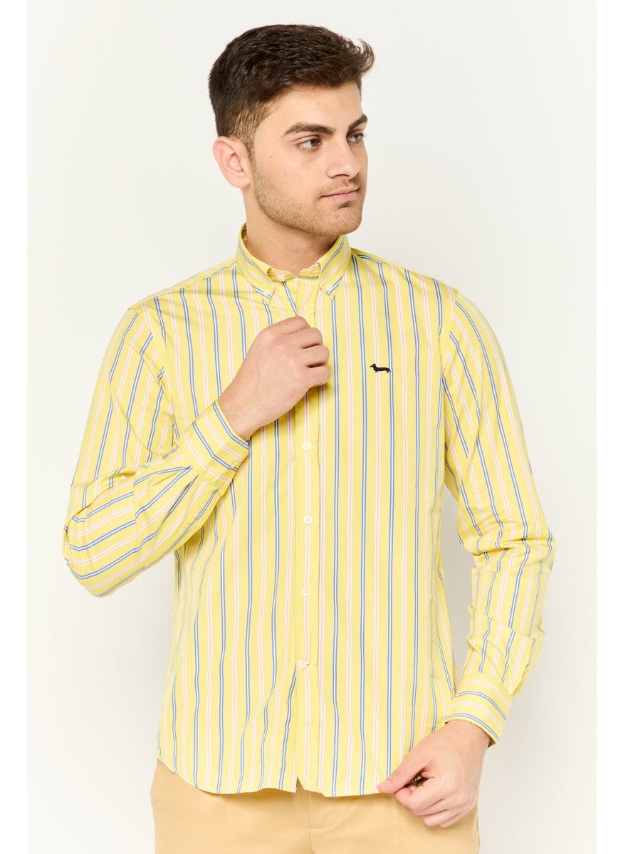 Harmont & Blaine - Men Regular Fit Stripe Long Sleeves Casual Shirt, Yellow - Image 1