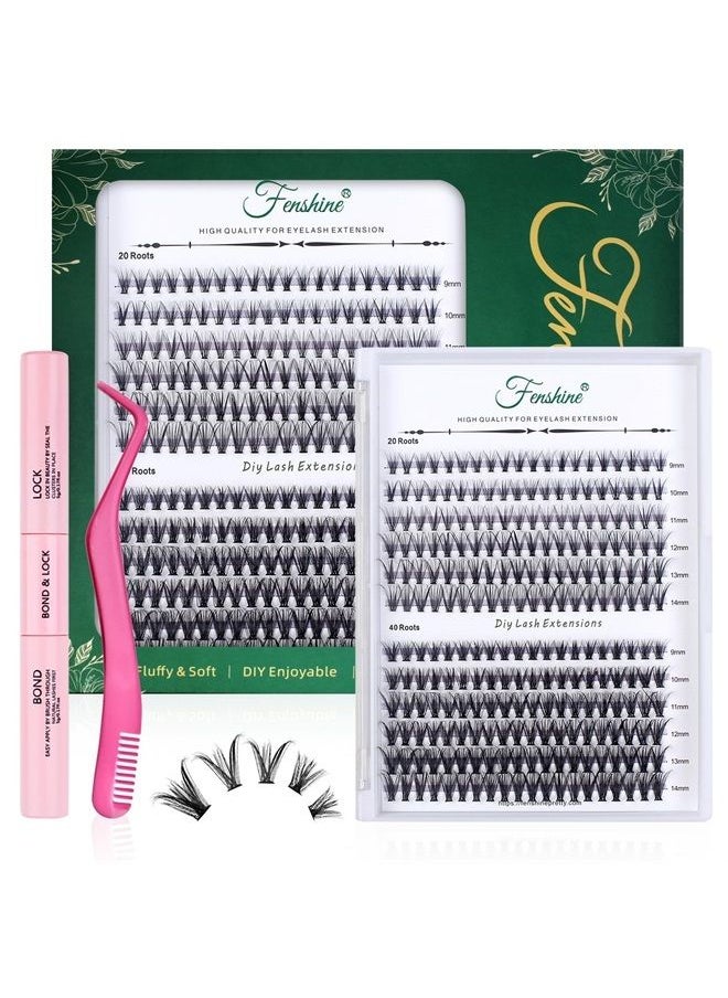 fenshine Fenshine Cluster Eyelash Extensions 240pcs 20D/40D Cluster Eyelashes Mixed, Natural False Eyelashes Cluster Soft Individual Lashes Clusters  - Image 1