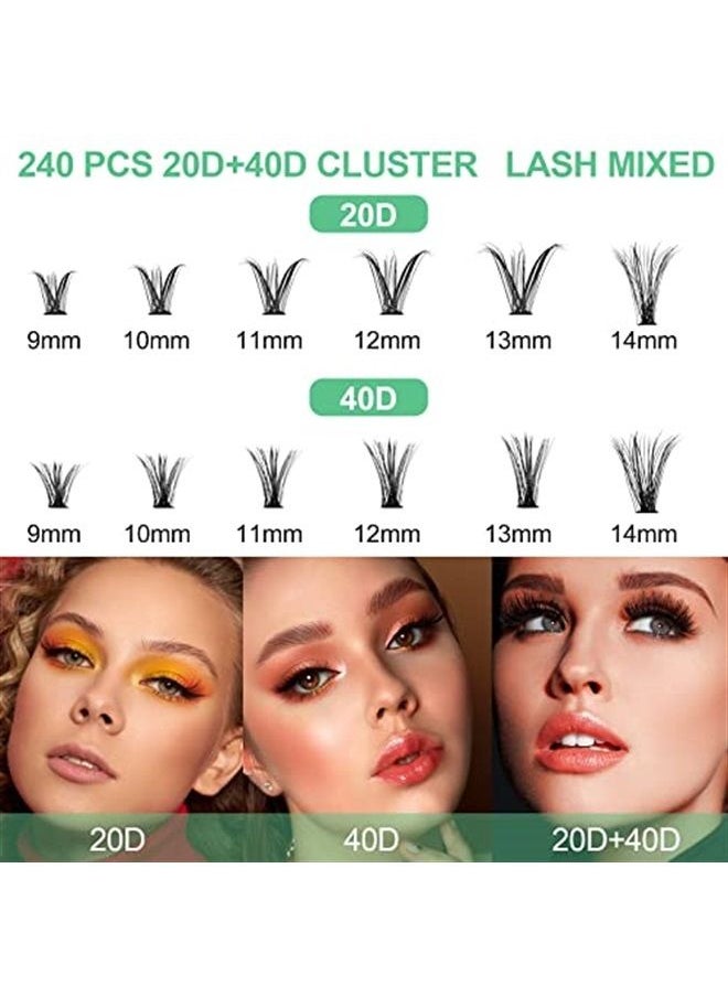 fenshine Fenshine Cluster Eyelash Extensions 240pcs 20D/40D Cluster Eyelashes Mixed, Natural False Eyelashes Cluster Soft Individual Lashes Clusters  - Image 4