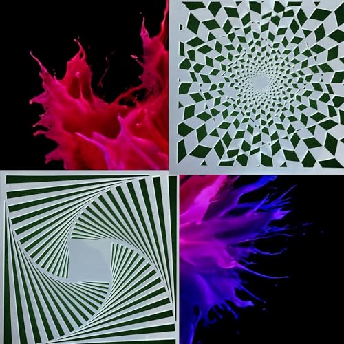 LiME LiNE 3-D Illusion Airbrush Stencils - Set of 9 Reusable Geometric Designs - Image 4