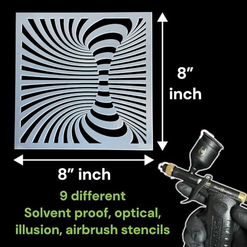 LiME LiNE 3-D Illusion Airbrush Stencils - Set of 9 Reusable Geometric Designs - Image 2