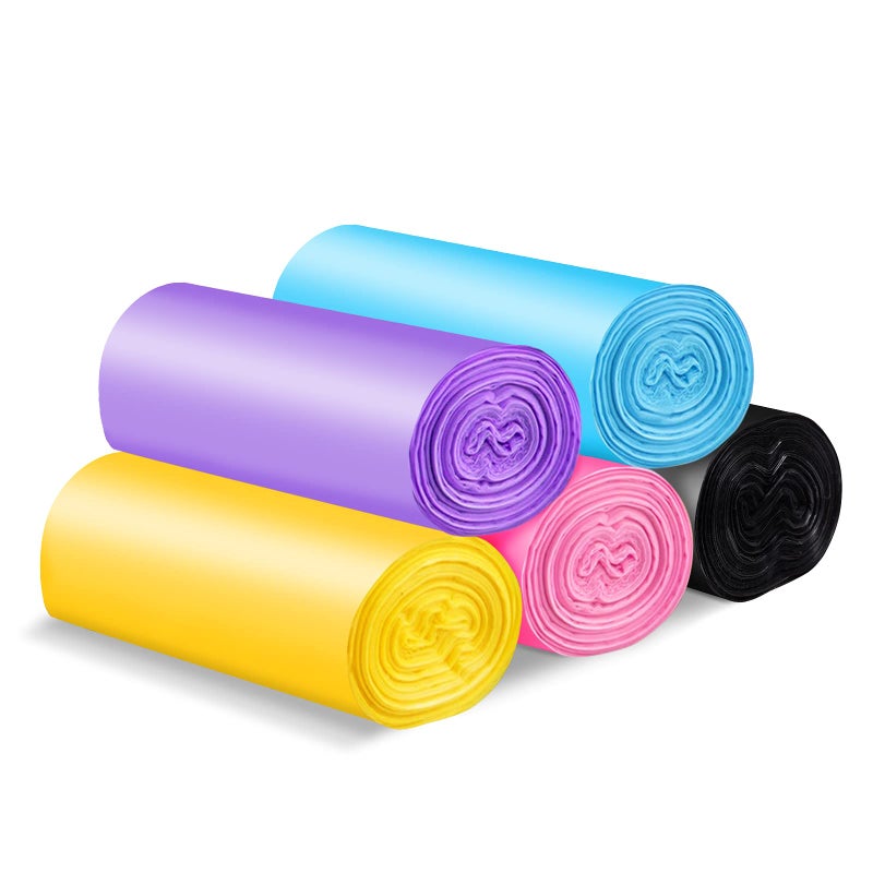 LazyMe 4 Gallon Trash Bags, Small Garbage Bags Kitchen Trash Bags Thin Material Small Size 15-Liters Wastebasket Liners Trash Can Plastic Bags for Office, Home Waste Bin, 150 Counts Assort Radom Colors,5Pack - Image 1