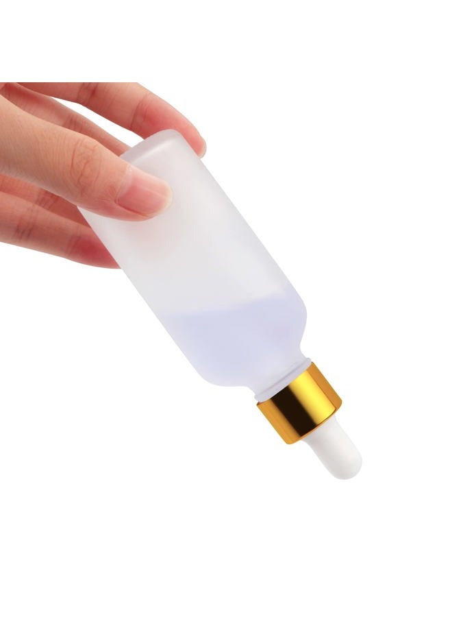 Furnido 6 Pack,Frosted Glass Dropper Bottle for Essential Oils,Empty Glass Liquid Holder With Glass Eye Dropper,Golden Caps Travel Perfume Cosmetic Container-Pipette&Funnel included (50ml/1.7 fl oz) - Image 3