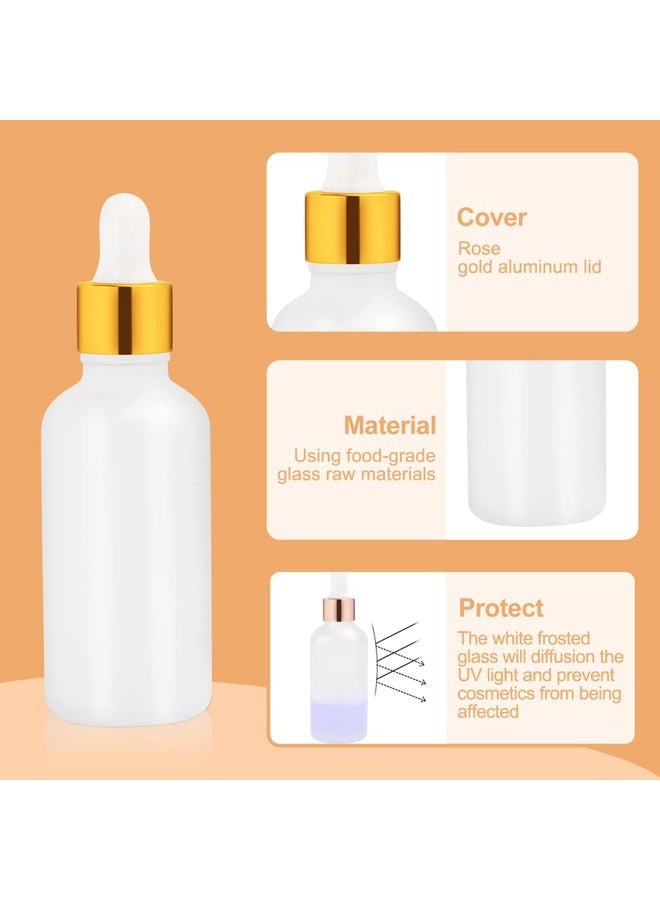 Furnido 6 Pack,Frosted Glass Dropper Bottle for Essential Oils,Empty Glass Liquid Holder With Glass Eye Dropper,Golden Caps Travel Perfume Cosmetic Container-Pipette&Funnel included (50ml/1.7 fl oz) - Image 5