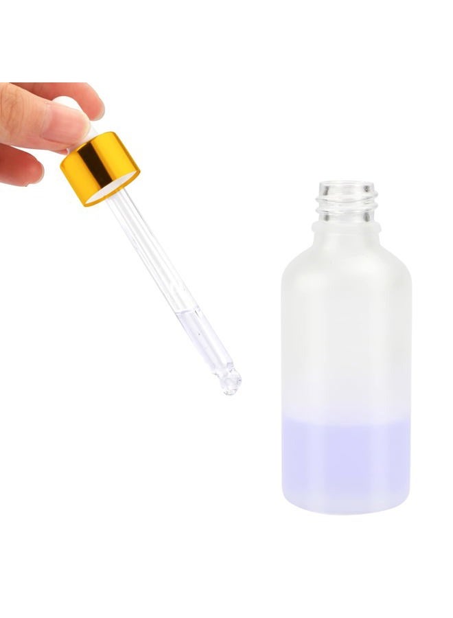 Furnido 6 Pack,Frosted Glass Dropper Bottle for Essential Oils,Empty Glass Liquid Holder With Glass Eye Dropper,Golden Caps Travel Perfume Cosmetic Container-Pipette&Funnel included (50ml/1.7 fl oz) - Image 2