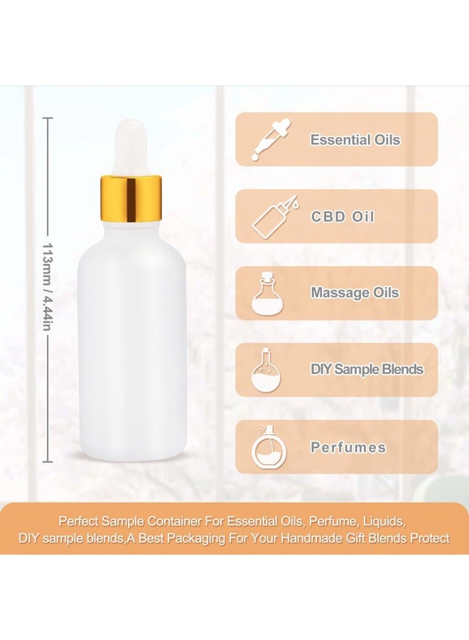 Furnido 6 Pack,Frosted Glass Dropper Bottle for Essential Oils,Empty Glass Liquid Holder With Glass Eye Dropper,Golden Caps Travel Perfume Cosmetic Container-Pipette&Funnel included (50ml/1.7 fl oz) - Image 4