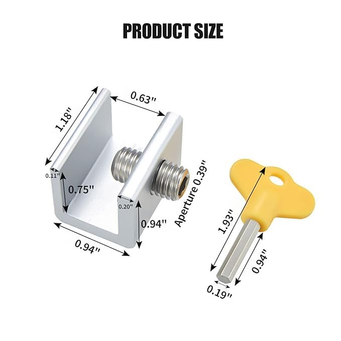 ARRAX Sliding Window Locks Adjustable Security Window Lock Window Stoppers Aluminium With Key Childproof Safety Window Lock Clamps For Vertical Horizontal Slide Door Windows (4Pcs),Silver - Image 2