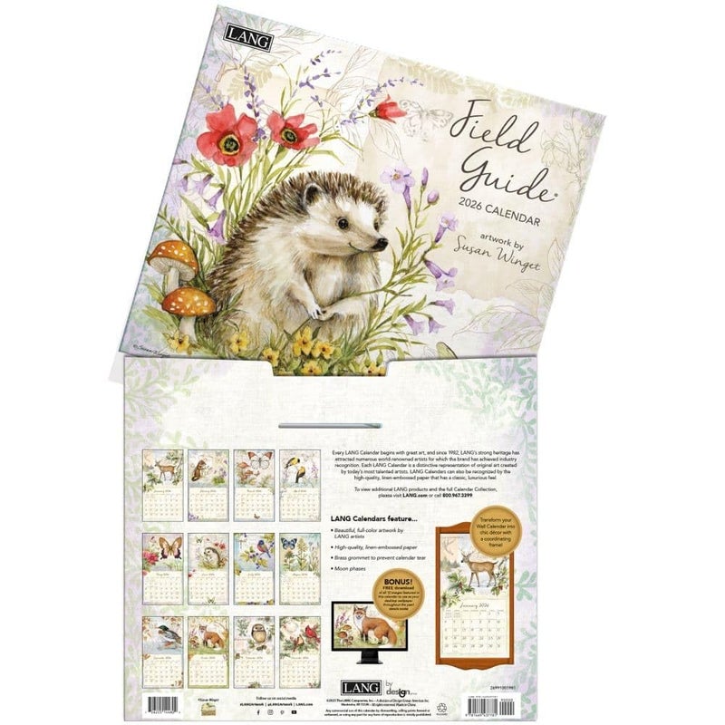 Lang Field Guide 2026 Wall Calendar â€“ 13.4" Ã— 12", 12-Month Calendar with Stapled Binding, Linen-Embossed Art by Susan Winget, Garden Wildlife Illustrations - Image 4