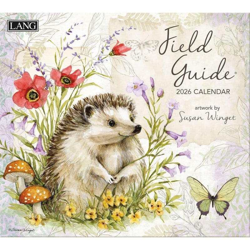 Lang Field Guide 2026 Wall Calendar â€“ 13.4" Ã— 12", 12-Month Calendar with Stapled Binding, Linen-Embossed Art by Susan Winget, Garden Wildlife Illustrations - Image 1