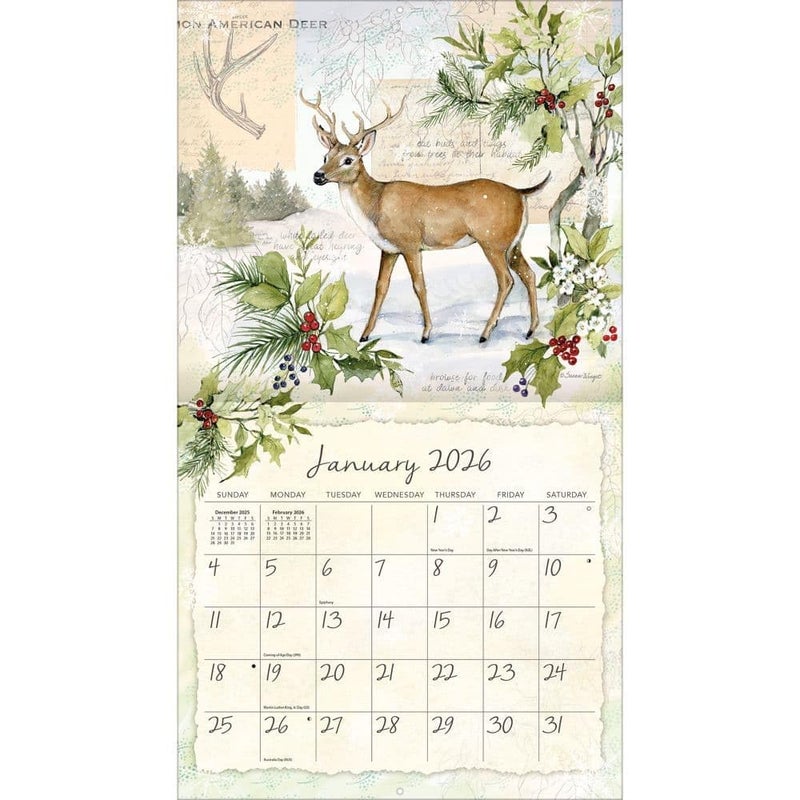 Lang Field Guide 2026 Wall Calendar â€“ 13.4" Ã— 12", 12-Month Calendar with Stapled Binding, Linen-Embossed Art by Susan Winget, Garden Wildlife Illustrations - Image 2