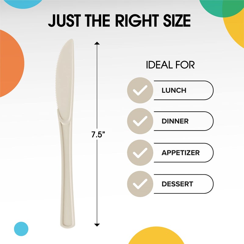 Exquisite Exquisite Ivory Plastic Knives 50 Pcs Ivory Knives Disposable Utensils Heavy Duty Plastic Cutlery Set Disposable Cutlery Sets Flatware Sets Silverware Set For Party Supplies & Party Tableware  - Image 1