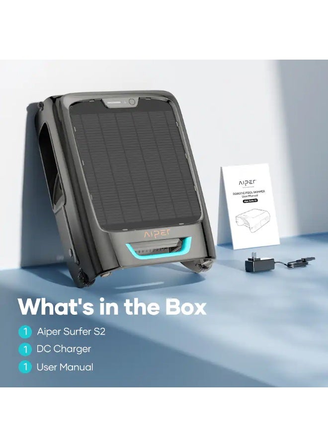 Aiper Surfer S2: 24/7 Solar-Powered Automatic Robotic Pool Skimmer with DebrisGuard, Aiper App Compatibility, Anti-Stranding - Gray - Image 2