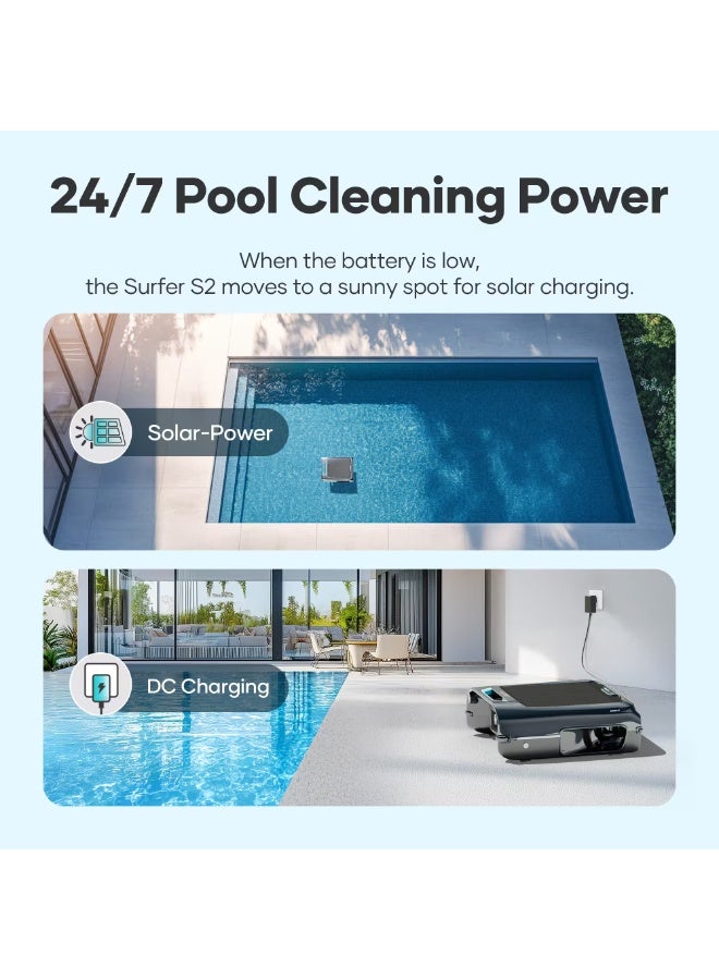 Aiper Surfer S2: 24/7 Solar-Powered Automatic Robotic Pool Skimmer with DebrisGuard, Aiper App Compatibility, Anti-Stranding - Gray - Image 4