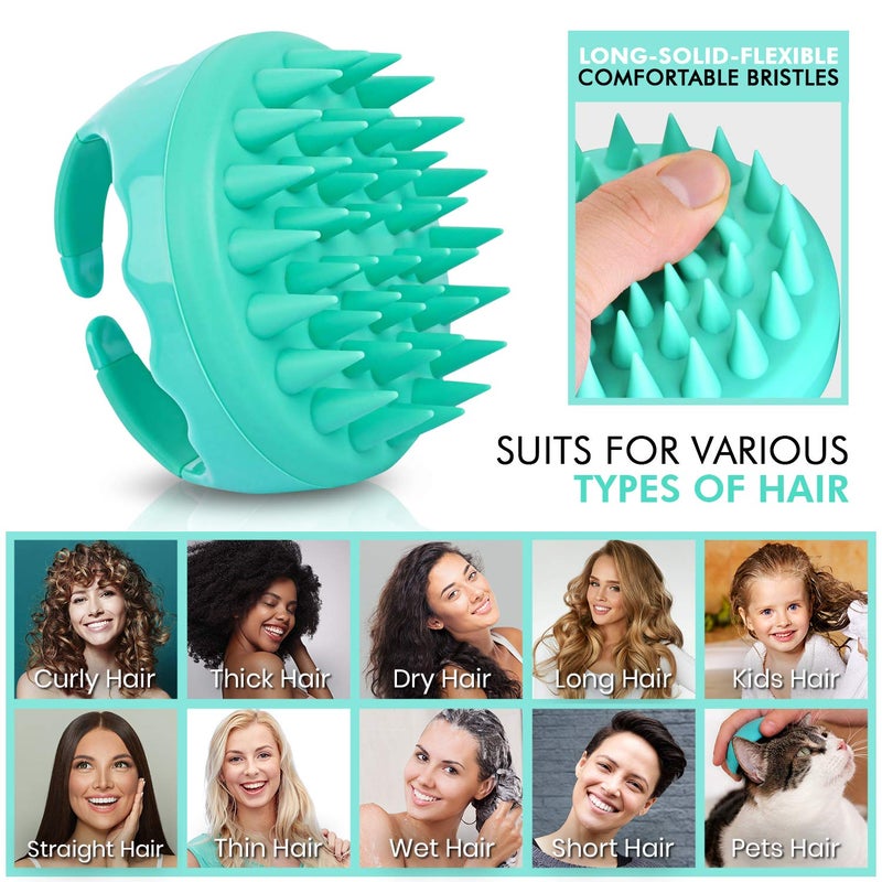 SAVION Scalp Massager Brush Relaxes Scalp and Relieves Itching - Hair Brush Exfoliator for Dandruff Removal - Soft Silicone Head Scrubber for Wet & Dry Strands - for All Hair Types - Image 2