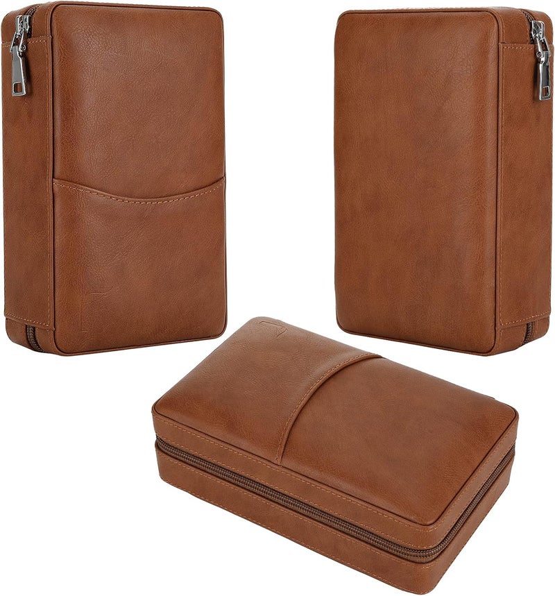 CiTree Cigar Travel Humidor, Cedar Wood Leather Cigar Case with Cigar Accessories Gift Set, Brown - Image 4