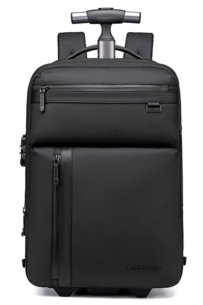 ARCTIC HUNTER Trolley Bag for School, Big Capacity Business Travel Roller Backpack with Laptop Compartment for Men, Black - Image 1
