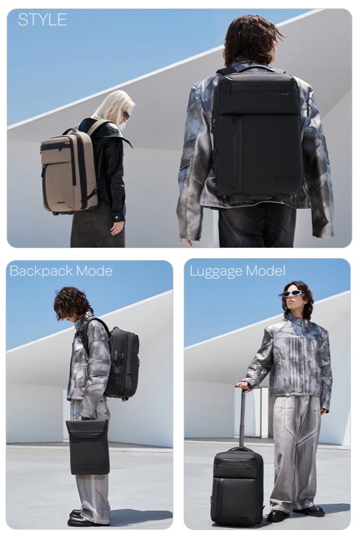 ARCTIC HUNTER Trolley Bag for School, Big Capacity Business Travel Roller Backpack with Laptop Compartment for Men, Black - Image 2