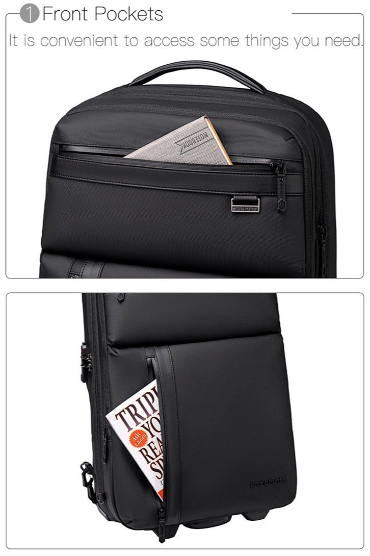 ARCTIC HUNTER Trolley Bag for School, Big Capacity Business Travel Roller Backpack with Laptop Compartment for Men, Black - Image 5