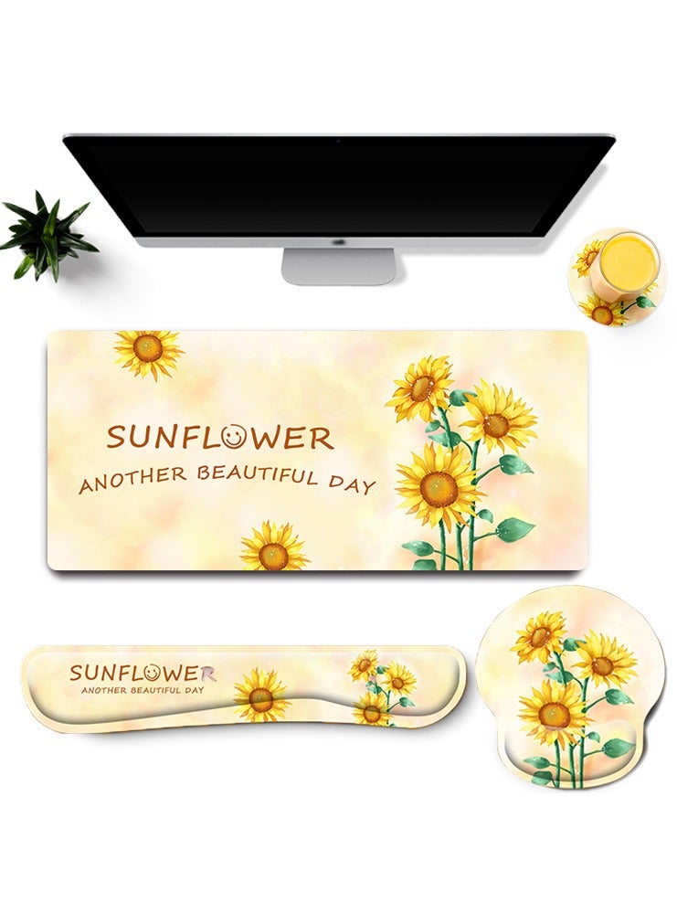 Arabest Mouse pad, Gaming Mouse Pad Wrist Support Set,4in1 Desk Mat+ Keyboard Wrist Rest+Mouse Wrist Rest+Coaster Set with Ergonomic Design for Home Office Table Computer - Image 1