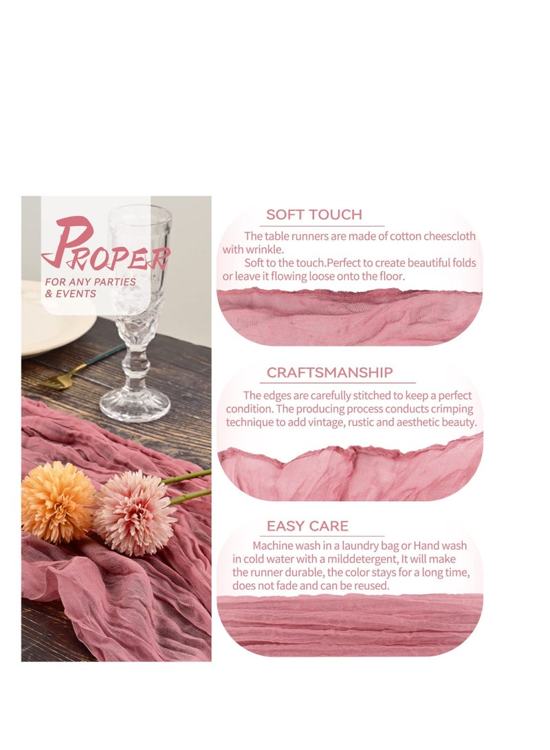 واي آند دي Cheesecloth Table Runner, Wedding Decorations Vintage Centerpieces Cloth, Fabric Boho for Party Bridal Shower Birthday - Image 3