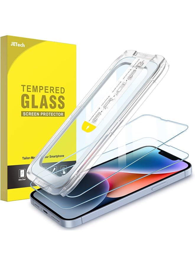 Jetech One Touch Install Screen Protector For Iphone 14 Plus 6.7 Inch Full Coverage Tempered Glass Film Auto Alignment Tool Kit Hd Clear 2 Pack - Image 1