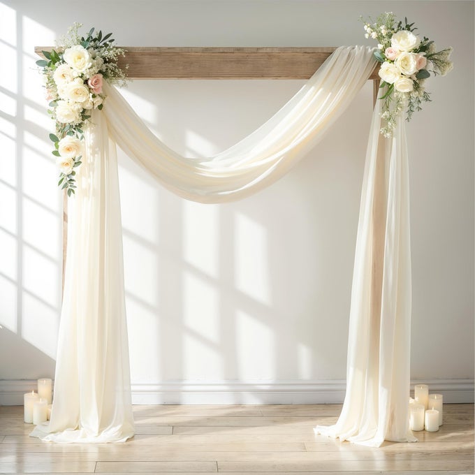 Wedding Arch Draping Fabric 28 x19FT Sheer Chiffon Fabric Backdrop 1 Panel Ivory Drapes for Wedding Ceremony Decor Decorative Arch Drapery for Birthday Party Ceiling Curtain Backdrop