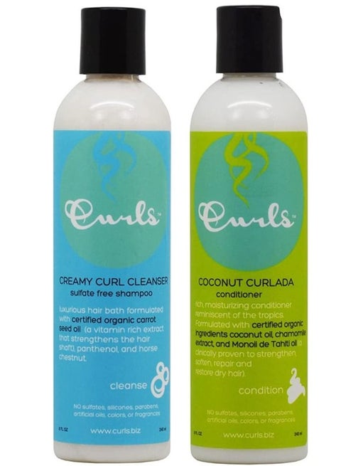 Creamy Curl Cleanser Shampoo And Coconut Curlada Conditioner Set 8ounce