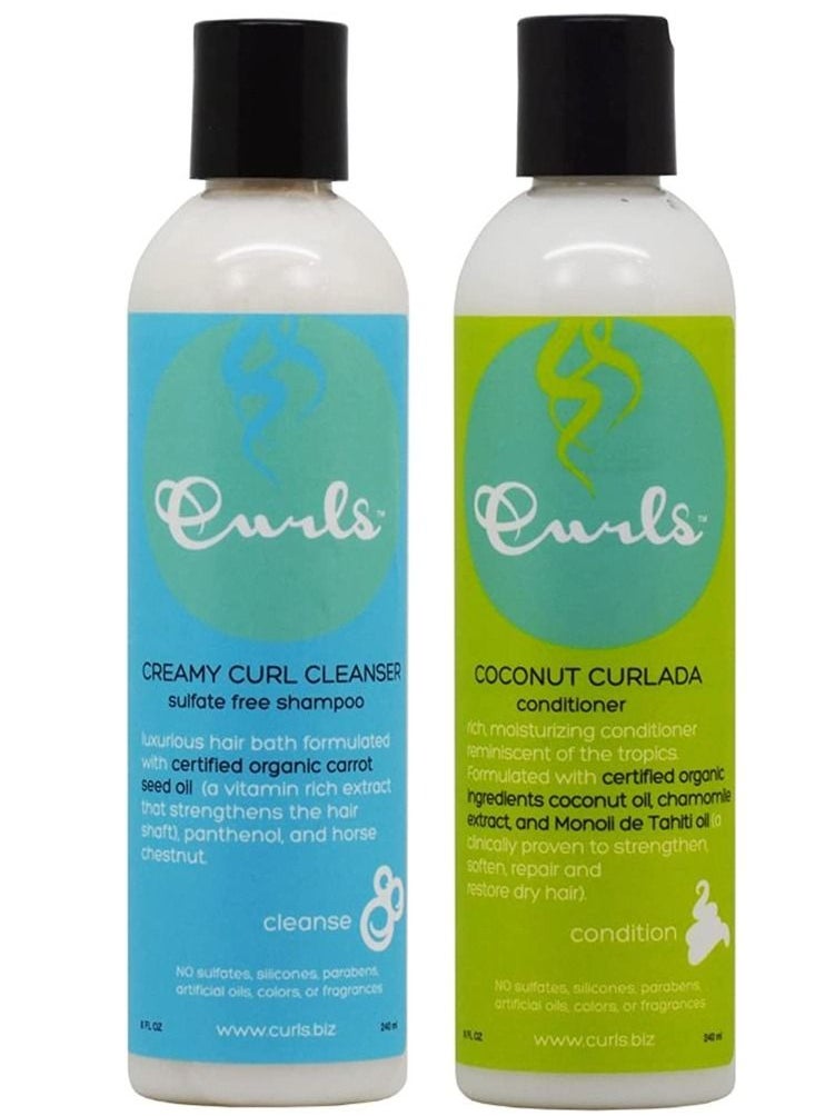 Curls Creamy Curl Cleanser Shampoo And Coconut Curlada Conditioner Set 8ounce  - Image 1