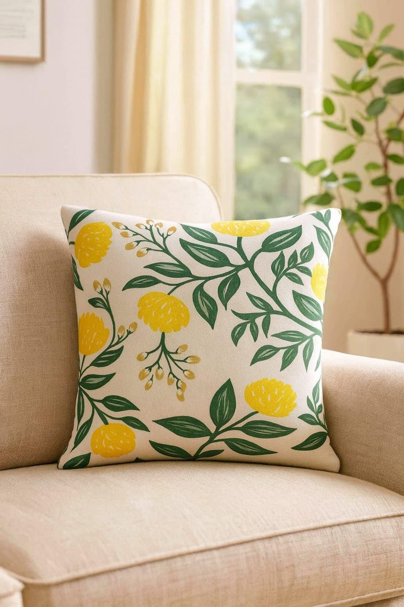 Amaze ATTIRESJute Cushion Cover 18x18 Inch – Set of 5 Decorative Throw Pillow Covers for Sofa, Couch or Bed – Designer Printed Square Cushion Covers – Home Decor (White) - Image 2