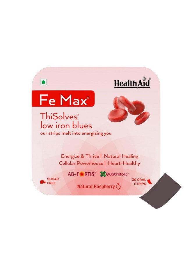 Health Aid HealthAid® Fe Max™ ThiSolves™ - 30 Oral Strip | Iron & Folic Acid Supplement with Vitamin C, Zinc, Beetroot Extract | Haemoglobin Supplement For Women & Men s | AB-Fortis® | Quatrefolic® - Image 1