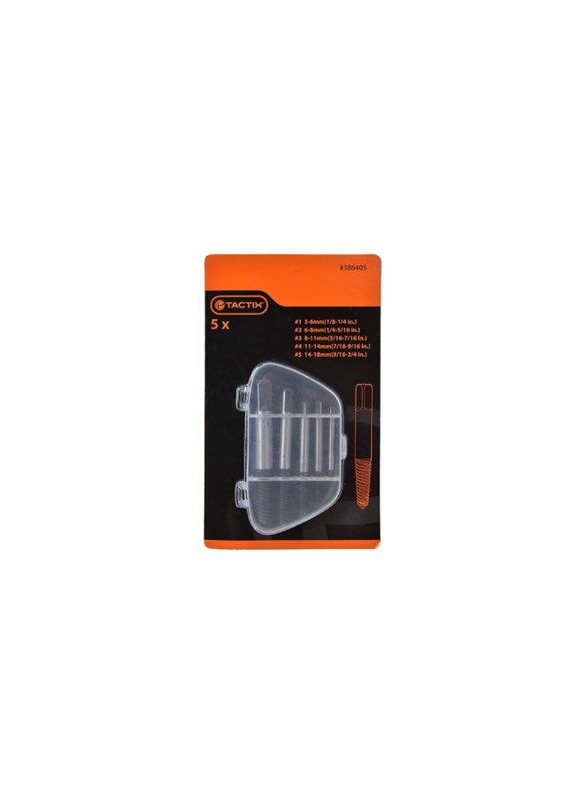 Tactix 5-Piece High Quality Screw Extractor Set Black and Silver 1.8 x 9.8 x 16.5 cm 386405 - Image 1