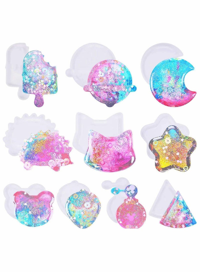 Y&D 10PCS Resin Casting Shaker Molds Set, Epoxy Quicksand Silicone Mold for Pendant Jewelry Keychain Decoration Craft Making DIY - Image 5